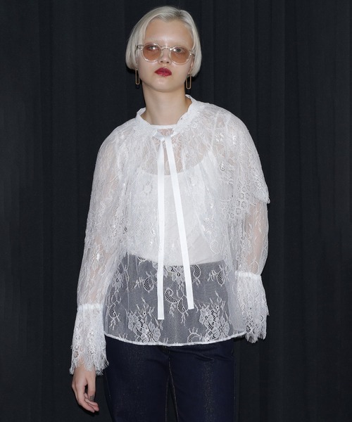 ROSE BUD（ローズバッド）の「(mici)レースケープブラウス（シャツ/ブラウス・レディース・ホワイト/ブラック・ONE SIZE）」の20枚目の写真