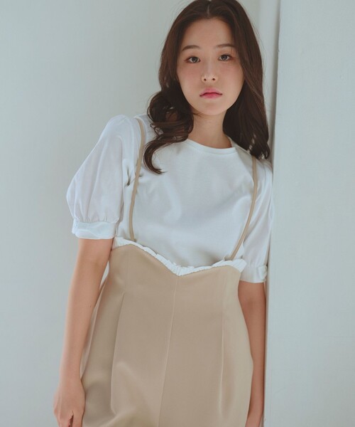 Feroux（フェルゥ）の「パフスリーブリボン Tシャツ（Tシャツ/カットソー・レディース・スカイブルー系/ピンク系/ホワイト系1/ホワイト系・F）」の5枚目の写真