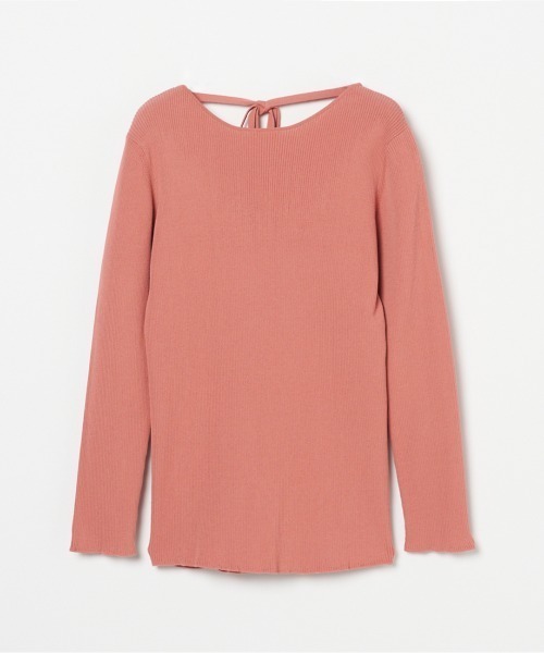 HELIOPOLE（エリオポール）の「BACK RIBBON RIB KNIT（Tシャツ/カットソー・レディース・ブラック/ピンク・38）」の2枚目の写真