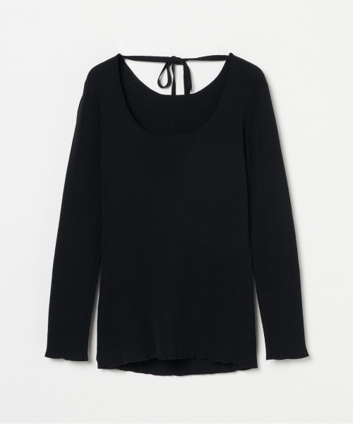 HELIOPOLE（エリオポール）の「BACK RIBBON RIB KNIT（Tシャツ/カットソー・レディース・ブラック/ピンク・38）」の3枚目の写真
