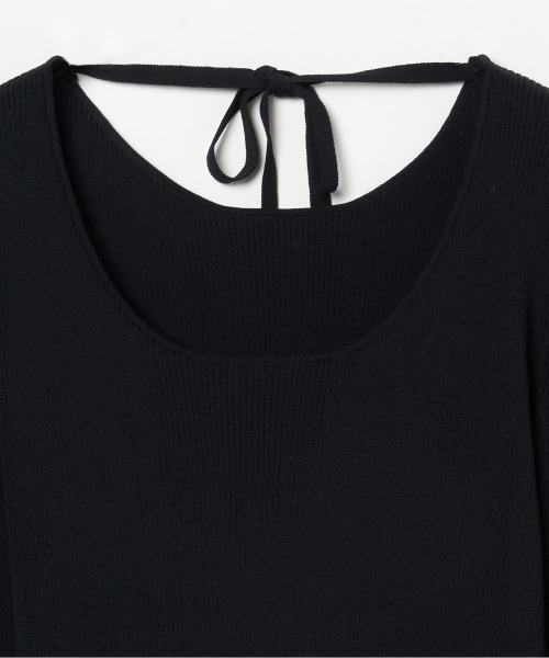 HELIOPOLE（エリオポール）の「BACK RIBBON RIB KNIT（Tシャツ/カットソー・レディース・ブラック/ピンク・38）」の5枚目の写真