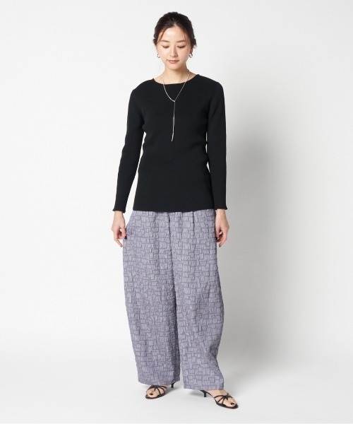 HELIOPOLE（エリオポール）の「BACK RIBBON RIB KNIT（Tシャツ/カットソー・レディース・ブラック/ピンク・38）」の8枚目の写真