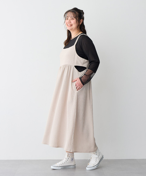 anyfee(エニフィー)の「【anyfee/プラスサイズ】天竺編み袖チュールカットソー(Tシャツ/カットソー・レディース・オフホワイト/ブラック・4L/5L/LL/3L)」の20枚目の写真
