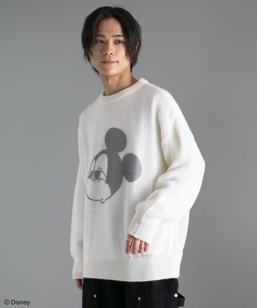 Disney／ディズニー 透かし編みプリントニットプルオーバー【ユニセックス】 セール】Disney/ディズニー 透かし編みプリントニットプル