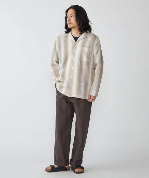 SHIPS（シップス）の「SHIPS: ハニカム メッシュ シャツ アウター（シャツ/ブラウス・メンズ・ベージュ/ネイビー・MEDIUM/LARGE/SMALL）」の3枚目の写真
