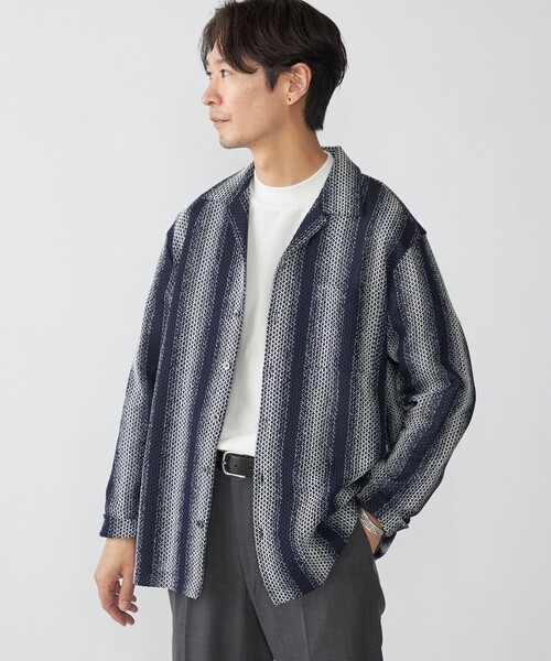 SHIPS（シップス）の「SHIPS: ハニカム メッシュ シャツ アウター（シャツ/ブラウス・メンズ・ベージュ/ネイビー・MEDIUM/LARGE/SMALL）」の9枚目の写真