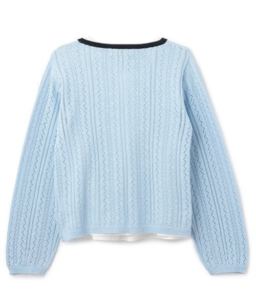 pom ponette junior(ポンポネットジュニア)の「透かし編みカーデ+Tブラウスセット(カーディガン/ボレロ・キッズ・サックスブルー/アイボリー・L:160cm/S:140cm/M:150cm/LL(165cm))」の15枚目の写真
