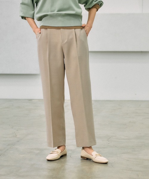 GLOBAL WORK(グローバルワーク)の「お手入れラクラクセットアップ/ストレートパンツ/253485(その他パンツ・レディース・グレイッシュベージュ/ライトベージュ/ブラック・X-SMALL/LARGE/MEDIUM/SMALL)」の1枚目の写真