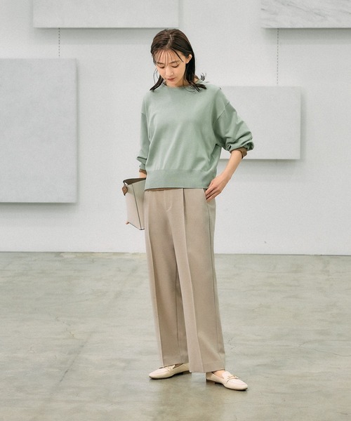 GLOBAL WORK(グローバルワーク)の「お手入れラクラクセットアップ/ストレートパンツ/253485(その他パンツ・レディース・グレイッシュベージュ/ライトベージュ/ブラック・X-SMALL/LARGE/MEDIUM/SMALL)」の5枚目の写真