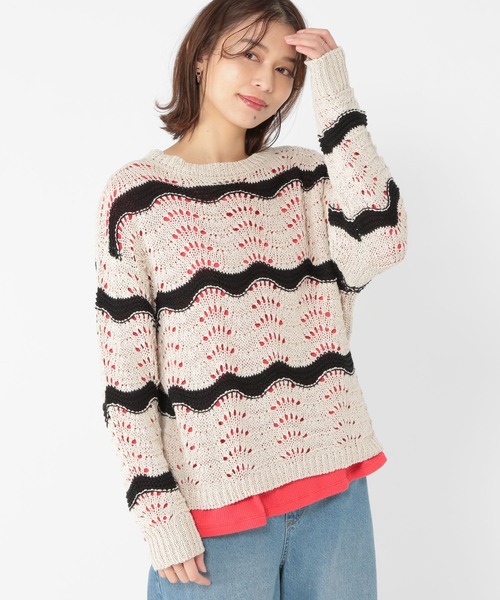 studio CLIP(スタディオクリップ)の「3ゲージウェーブボーダープルオーバー(ニット/セーター・レディース・アイボリー/ネイビー・FREE)」の14枚目の写真