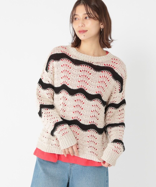studio CLIP(スタディオクリップ)の「3ゲージウェーブボーダープルオーバー(ニット/セーター・レディース・アイボリー/ネイビー・FREE)」の15枚目の写真