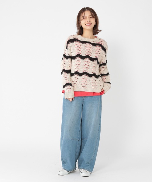 studio CLIP(スタディオクリップ)の「3ゲージウェーブボーダープルオーバー(ニット/セーター・レディース・アイボリー/ネイビー・FREE)」の16枚目の写真