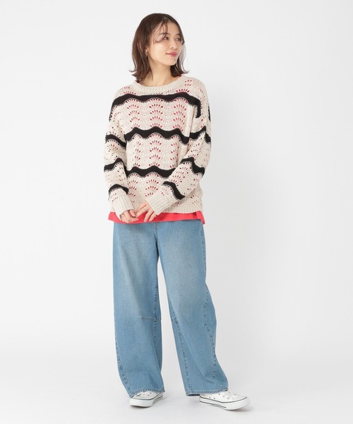 studio CLIP(スタディオクリップ)の「3ゲージウェーブボーダープルオーバー(ニット/セーター・レディース・アイボリー/ネイビー・FREE)」の17枚目の写真