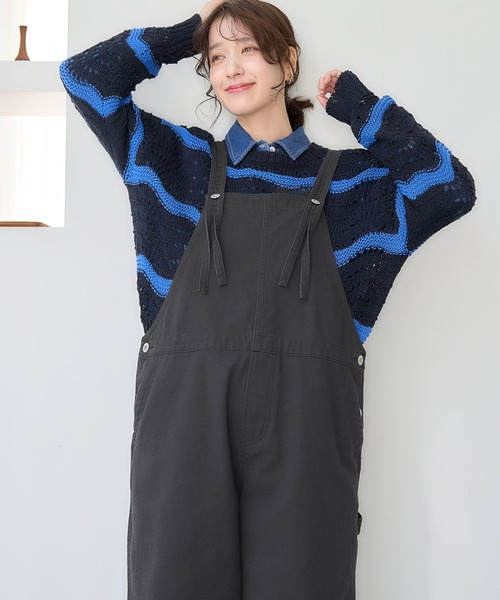 studio CLIP(スタディオクリップ)の「3ゲージウェーブボーダープルオーバー(ニット/セーター・レディース・アイボリー/ネイビー・FREE)」の4枚目の写真