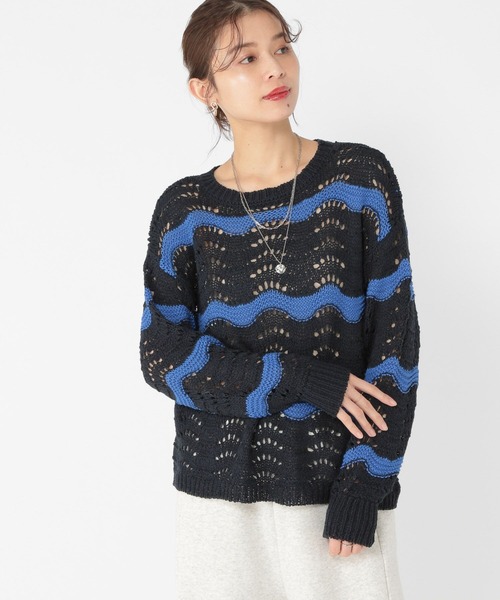 studio CLIP(スタディオクリップ)の「3ゲージウェーブボーダープルオーバー(ニット/セーター・レディース・アイボリー/ネイビー・FREE)」の10枚目の写真