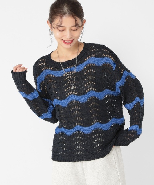 studio CLIP(スタディオクリップ)の「3ゲージウェーブボーダープルオーバー(ニット/セーター・レディース・アイボリー/ネイビー・FREE)」の11枚目の写真