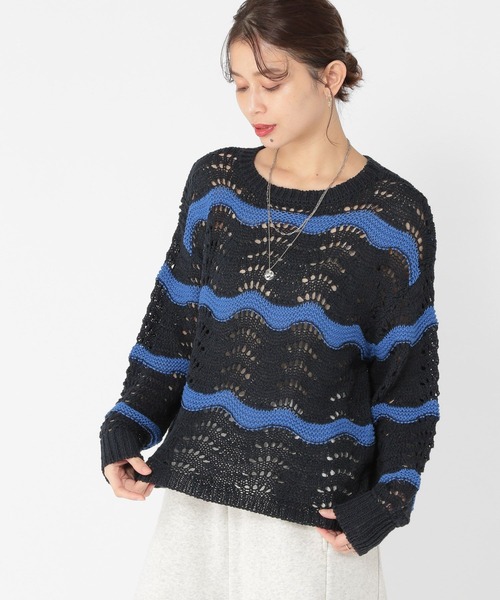 studio CLIP(スタディオクリップ)の「3ゲージウェーブボーダープルオーバー(ニット/セーター・レディース・アイボリー/ネイビー・FREE)」の12枚目の写真