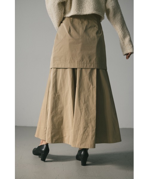 【関税込み】Sportmax ミディアムスカート SPORTMAX CODE Woman's Beige Genuine Leather Zipper Flared