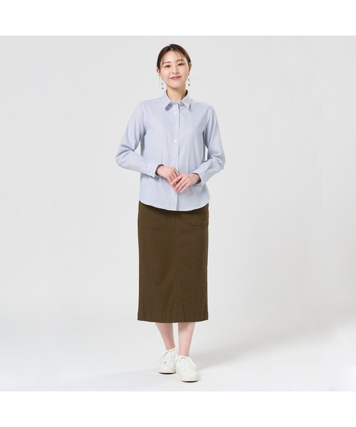 TOKYO SHIRTS(トウキョウシャツ)の「【Pitta Re:)】ふわっとガーゼシャツ 長袖 綿100% レディースカジュアルシャツ(シャツ/ブラウス・レディース・ブルー・S/M/L/LL)」の2枚目の写真