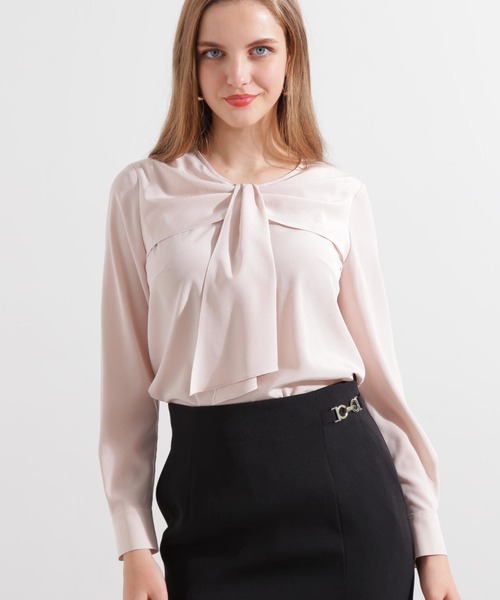 PINKY&DIANNE（ピンキーアンドダイアン）の「◆ギャザーボウタイブラウス（シャツ/ブラウス・レディース・ピンク/ホワイト/ネイビー・38）」の3枚目の写真