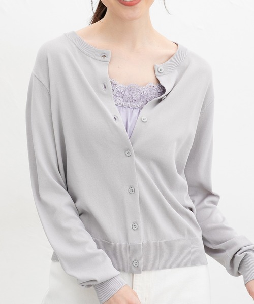 Honeys（ハニーズ）の「【吸水速乾・ＵＶカット】レースキャミソール（キャミソール・レディース・オフホワイト/ブラック/ネイビー/ラベンダー/ダークブラウン/ピンク/ダークグリーン系・L/LL/M/S）」の6枚目の写真