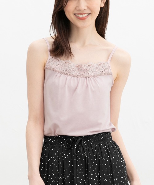 Honeys（ハニーズ）の「【吸水速乾・ＵＶカット】レースキャミソール（キャミソール・レディース・オフホワイト/ブラック/ネイビー/ラベンダー/ダークブラウン/ピンク/ダークグリーン系・L/LL/M/S）」の7枚目の写真