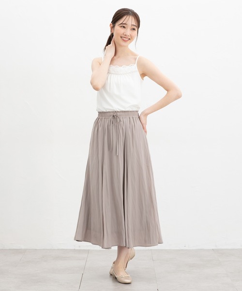 Honeys（ハニーズ）の「【吸水速乾・ＵＶカット】レースキャミソール（キャミソール・レディース・オフホワイト/ブラック/ネイビー/ラベンダー/ダークブラウン/ピンク/ダークグリーン系・L/LL/M/S）」の9枚目の写真