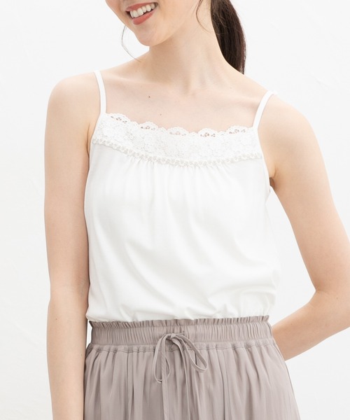 Honeys（ハニーズ）の「【吸水速乾・ＵＶカット】レースキャミソール（キャミソール・レディース・オフホワイト/ブラック/ネイビー/ラベンダー/ダークブラウン/ピンク/ダークグリーン系・L/LL/M/S）」の10枚目の写真