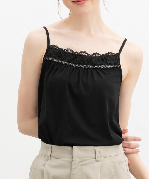 Honeys（ハニーズ）の「【吸水速乾・ＵＶカット】レースキャミソール（キャミソール・レディース・オフホワイト/ブラック/ネイビー/ラベンダー/ダークブラウン/ピンク/ダークグリーン系・L/LL/M/S）」の12枚目の写真