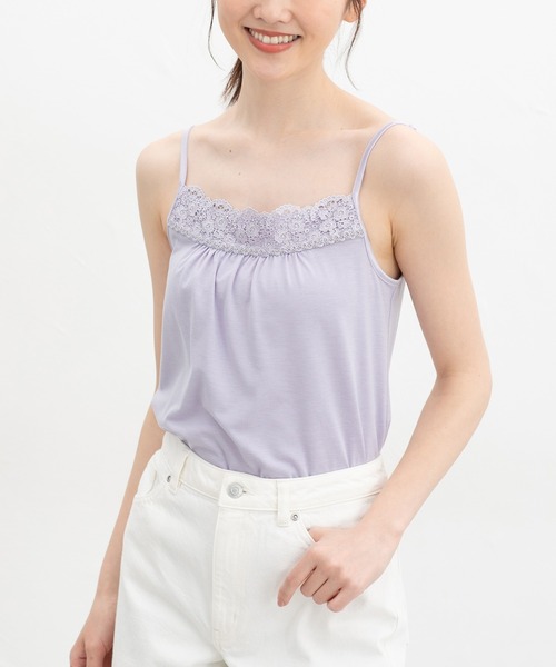 Honeys（ハニーズ）の「【吸水速乾・ＵＶカット】レースキャミソール（キャミソール・レディース・オフホワイト/ブラック/ネイビー/ラベンダー/ダークブラウン/ピンク/ダークグリーン系・L/LL/M/S）」の20枚目の写真