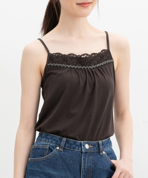 Honeys（ハニーズ）の「【吸水速乾・ＵＶカット】レースキャミソール（キャミソール・レディース・オフホワイト/ブラック/ネイビー/ラベンダー/ダークブラウン/ピンク/ダークグリーン系・L/LL/M/S）」の22枚目の写真