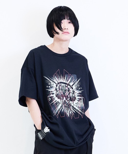 [W] by VIRGOwearworks（ダブリューバイヴァルゴウェアーワークス）の「Cyber face SSPT（Tシャツ/カットソー・メンズ・ブラック×グリーン/ブラック×ピンク・MEDIUM/LARGE/X-LARGE/XX-LARGE）」の16枚目の写真
