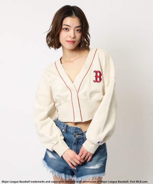 BACK TO THE FIELD（バック トゥー ザ フィールド）の「【MLB】刺しゅうロゴスウェットカーディガン（カーディガン/ボレロ・レディース・ライトグレー/オフホワイト/ブラック・FREE）」の15枚目の写真