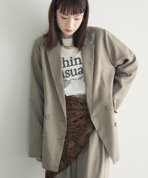 RETRO GIRL（レトロガール）の「【WEB限定】ダブルテーラード（テーラードジャケット・レディース・ナチュラル/チャコールグレー/ベージュ/ブラック・FREE）」の3枚目の写真