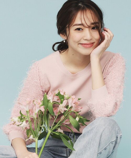 index(インデックス)の「ドッキングシャギーニット【洗濯機洗い可】(ニット/セーター・レディース・アイボリー/ブラック/ピンク・36/38/40)」の3枚目の写真