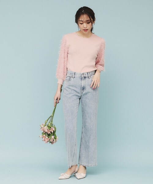 index(インデックス)の「ドッキングシャギーニット【洗濯機洗い可】(ニット/セーター・レディース・アイボリー/ブラック/ピンク・36/38/40)」の6枚目の写真