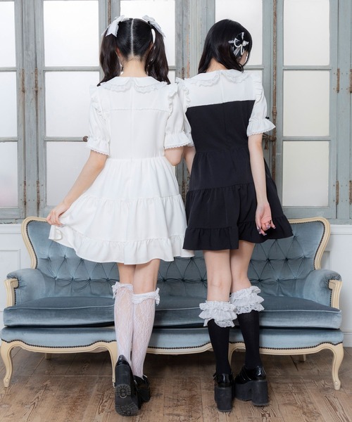 DearMyLove(ディアマイラブ)の「丸襟ビスチェティアードワンピース(ワンピース・レディース・ベビーピンク/グレー/ホワイト/サックスブルー/レッド/ブラック・MEDIUM/LARGE/LL/3L)」の8枚目の写真