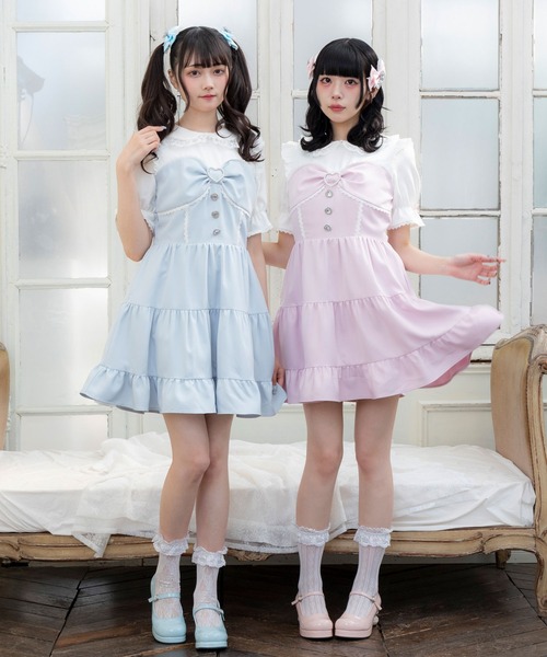 DearMyLove(ディアマイラブ)の「丸襟ビスチェティアードワンピース(ワンピース・レディース・ベビーピンク/グレー/ホワイト/サックスブルー/レッド/ブラック・MEDIUM/LARGE/LL/3L)」の12枚目の写真