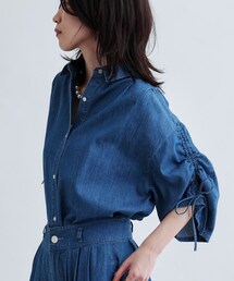 GALLEST | 【セットアップ可能】シャーリングスリーブダンガリーシャツ(シャツ/ブラウス)