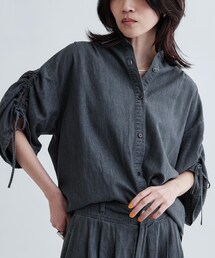 GALLEST | 【セットアップ可能】シャーリングスリーブダンガリーシャツ(シャツ/ブラウス)