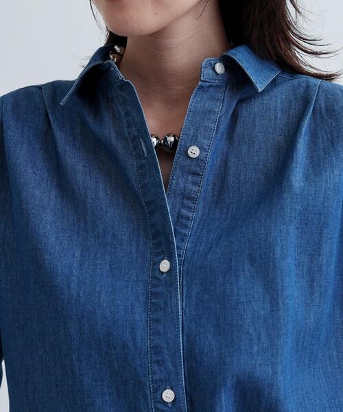 GALLEST（ギャレスト）の「【セットアップ可能】シャーリングスリーブダンガリーシャツ（シャツ/ブラウス・レディース・チャコールグレー/ネイビー・38）」の14枚目の写真