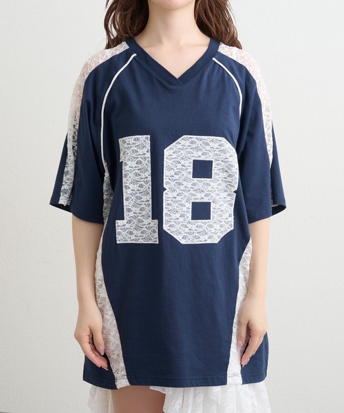 RAY CASSIN(レイカズン)の「レースナンバリングルーズTシャツ(Tシャツ/カットソー・レディース・レッド/ホワイト/ネイビー・FREE)」の13枚目の写真