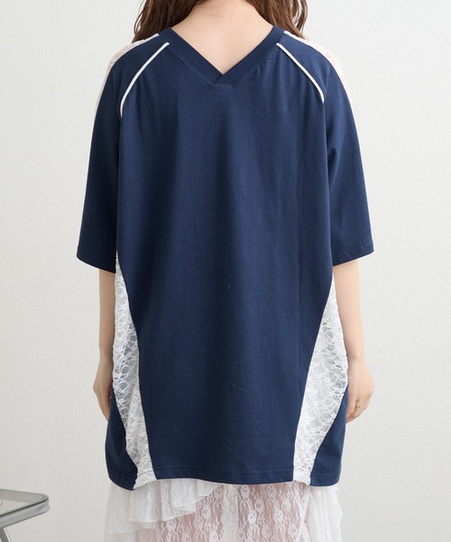 RAY CASSIN(レイカズン)の「レースナンバリングルーズTシャツ(Tシャツ/カットソー・レディース・レッド/ホワイト/ネイビー・FREE)」の11枚目の写真