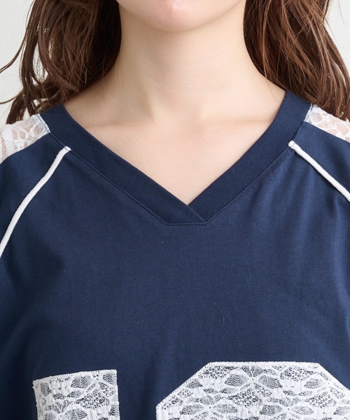 RAY CASSIN(レイカズン)の「レースナンバリングルーズTシャツ(Tシャツ/カットソー・レディース・レッド/ホワイト/ネイビー・FREE)」の7枚目の写真