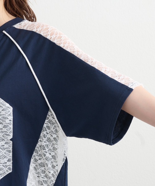 RAY CASSIN(レイカズン)の「レースナンバリングルーズTシャツ(Tシャツ/カットソー・レディース・レッド/ホワイト/ネイビー・FREE)」の8枚目の写真