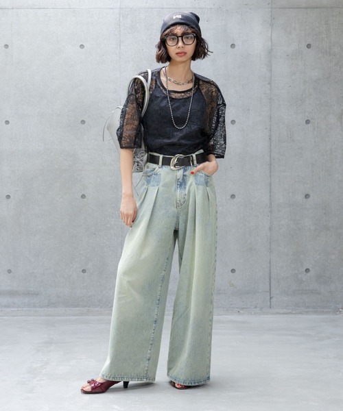 PAGEBOY（ページボーイ）の「レースレイヤードＴ（Tシャツ/カットソー・レディース・シルバー/ブラック/ホワイト・FREE）」の21枚目の写真