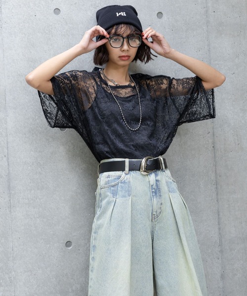 PAGEBOY（ページボーイ）の「レースレイヤードＴ（Tシャツ/カットソー・レディース・シルバー/ブラック/ホワイト・FREE）」の18枚目の写真