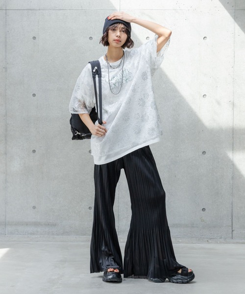 PAGEBOY（ページボーイ）の「レースレイヤードＴ（Tシャツ/カットソー・レディース・シルバー/ブラック/ホワイト・FREE）」の15枚目の写真