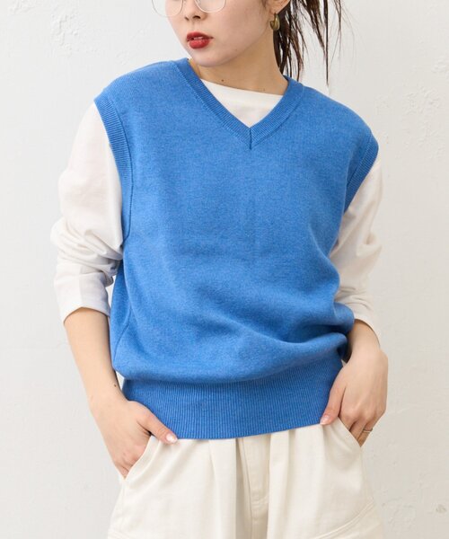CIAOPANIC TYPY（チャオパニックティピー）の「【WEB限定】【UNISEX】サマーニットベスト（ベスト・レディース・ブルー/グレー/イエロー/ネイビー・LARGE/MEDIUM）」の7枚目の写真