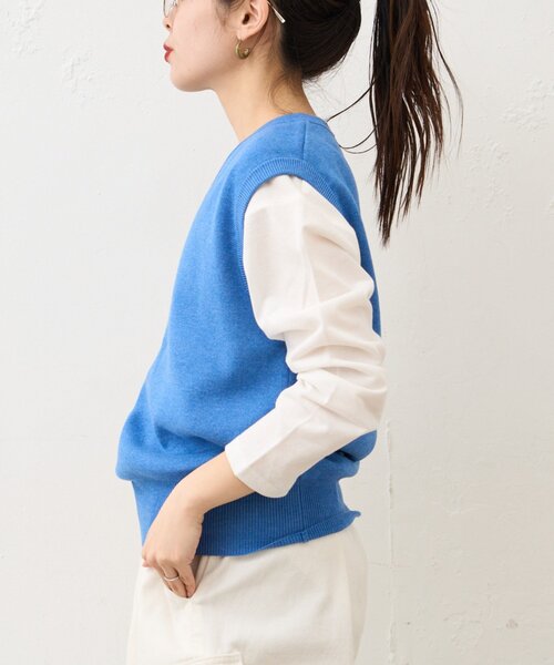 CIAOPANIC TYPY（チャオパニックティピー）の「【WEB限定】【UNISEX】サマーニットベスト（ベスト・レディース・ブルー/グレー/イエロー/ネイビー・LARGE/MEDIUM）」の9枚目の写真